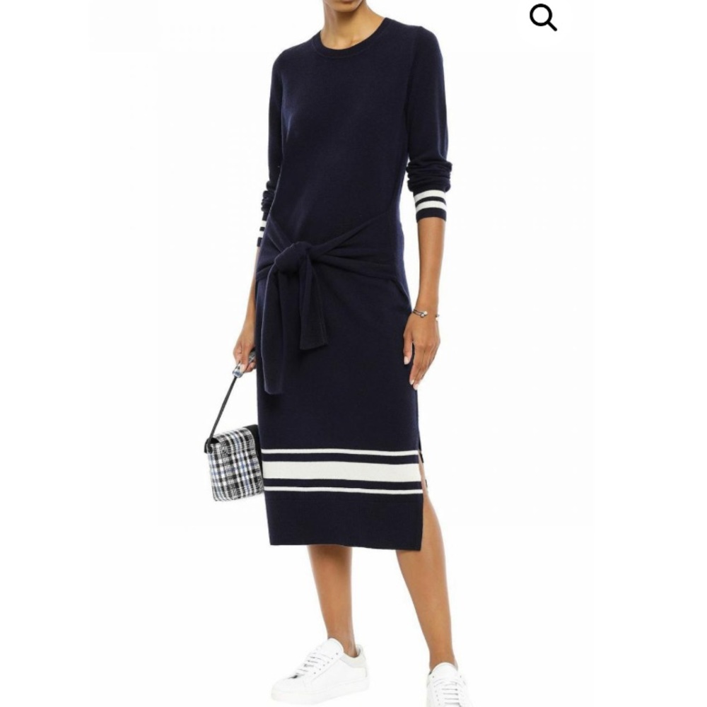 Sandro Womens EU 36 Small Wool and cashmere-blend midi dress Navy